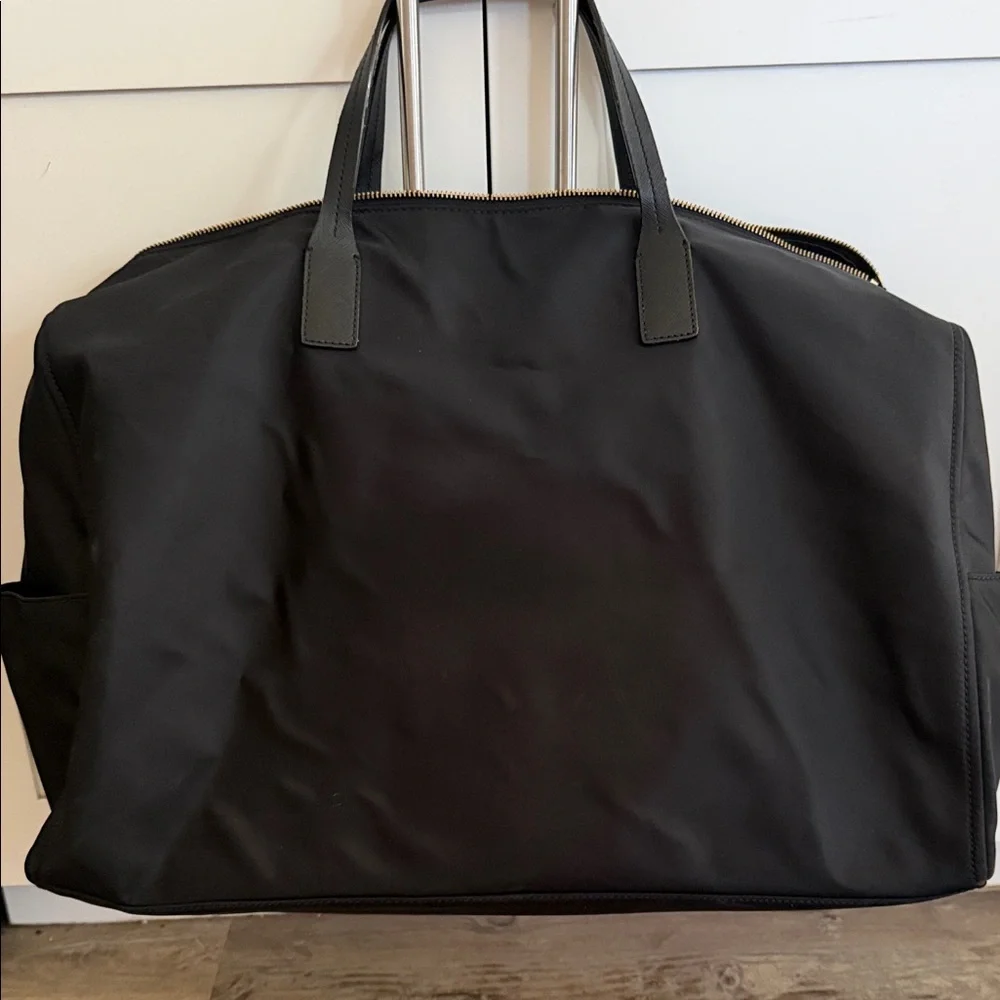 kate spade Black Nylon Travel Duffle with Gold Plaque